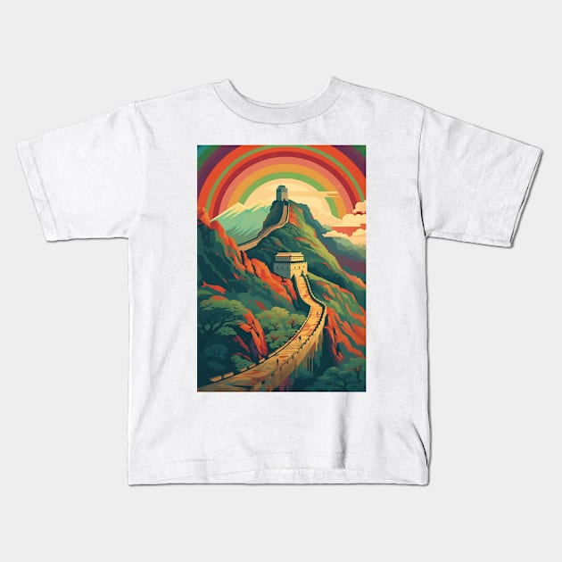 The Great Wall of China Kids T-Shirt by CEYLONEX